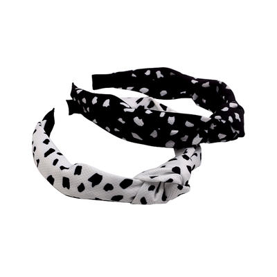 Eco-friendly recycled fabric  fresh color knotted headband covered with milk cow spot