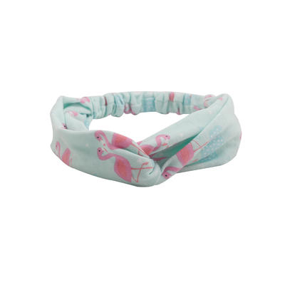 Environmentally friendly organic  fabric flamingo pattern elastic knotted headband