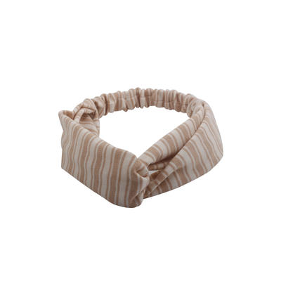 Eco- friendly organic  fabric coffee color striped  elastic  knotted headband