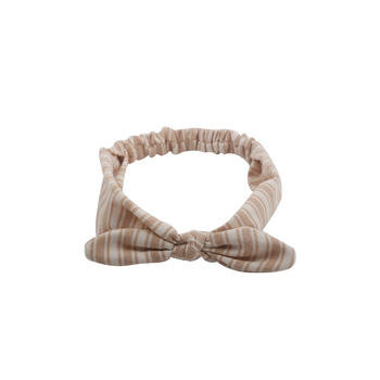 Eco- friendly organic  fabric coffee color striped  elastic  bow headband