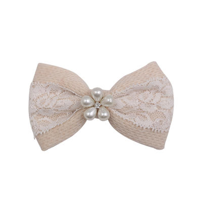 Eco- friendly organic fabric hair clip with lace and pearl for women and girls