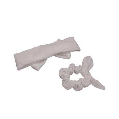 Eco- friendly organic fabric headband and hair scrunch set in light color